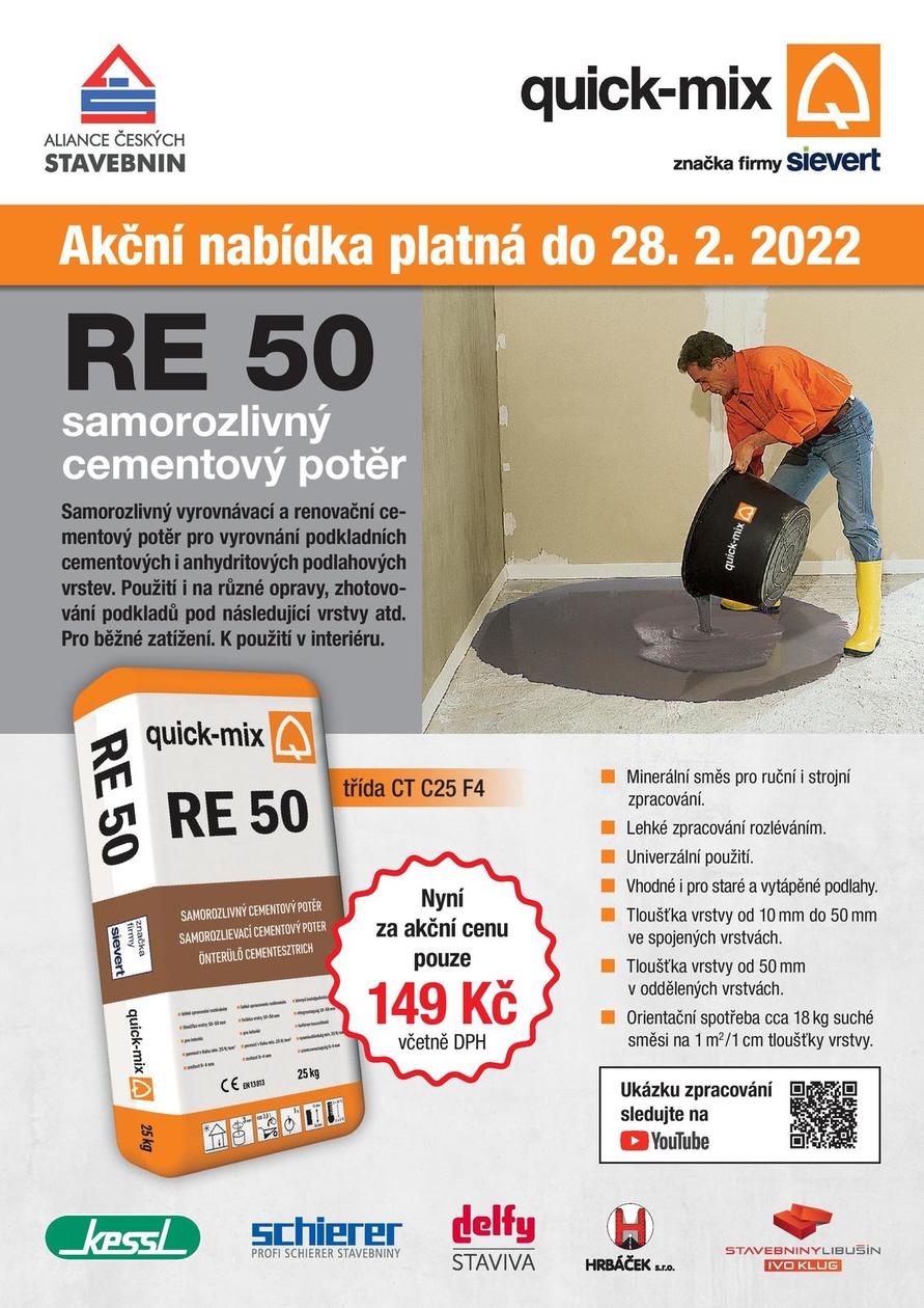 RE 50 samorozlivný cementový potěr - AKCE